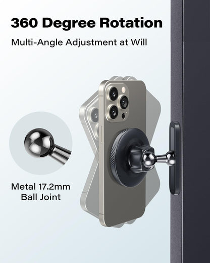 APPS2Car Magnetic Phone Holder for Gym, Alloy Base & Ball Joint, Attach to Metal Surfaces, Dual Magnetic Phone Mount for MagSafe iPhone 12-17 Series