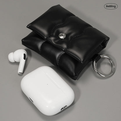 iFace BeBling Wave Soft Earbud Pouch [Vegan Leather, Water-Resistant Cushion Protection, Magnetic Closure,Carabiner Hook,Stylish Compact Case Compatible with AirPods 1/2/3/4,Pro1/2&Galaxy Buds]-Silver