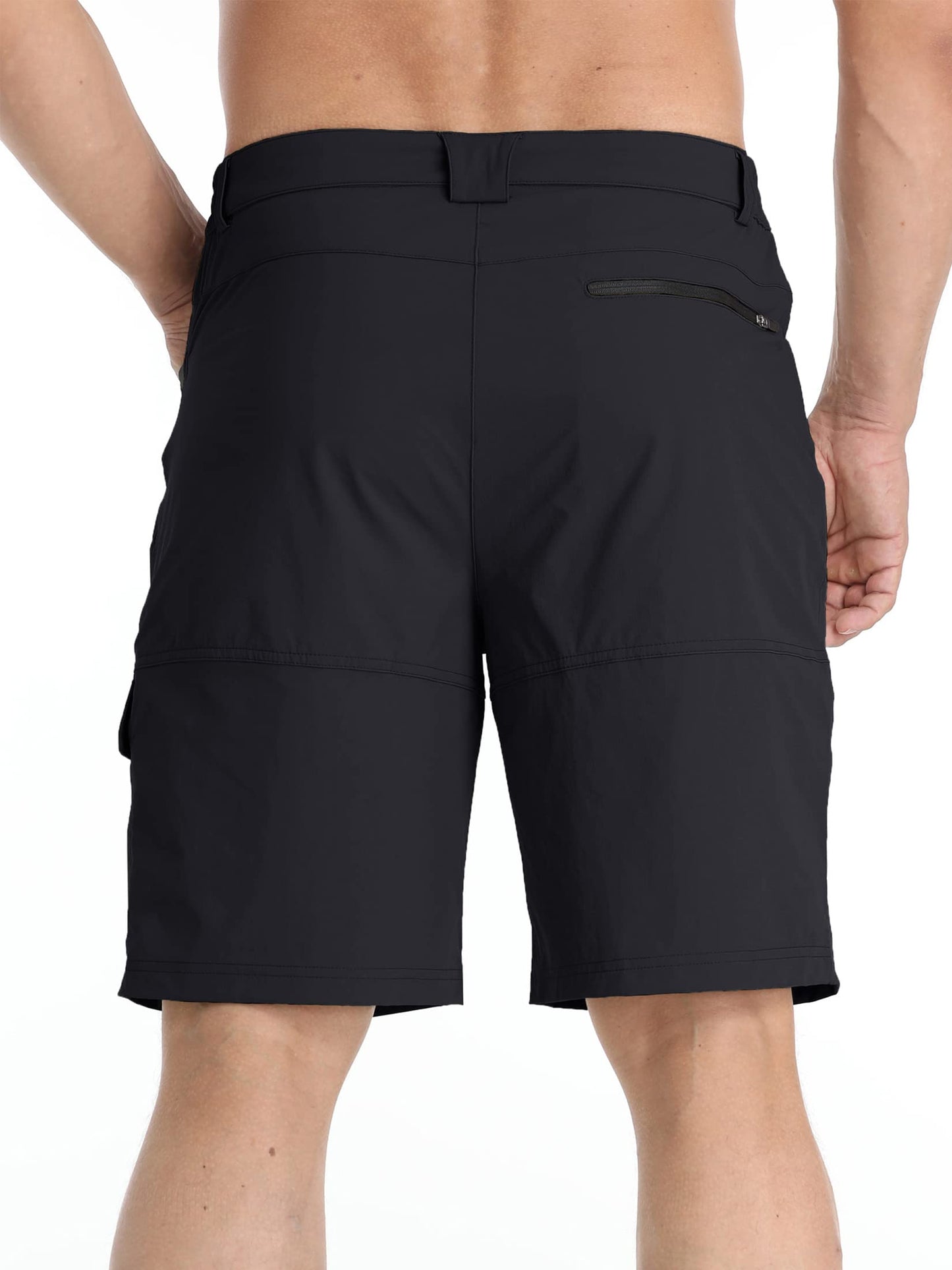 TACVASEN Mens 10" Hiking Cargo Shorts Golf Casual Lightweight Quick Dry Summer Dress Fishing Travel Shorts with Zipper Pockets Black 40