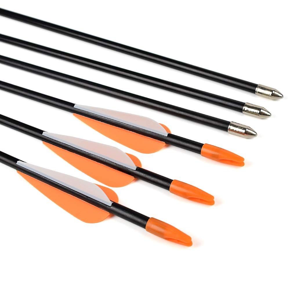 Elong Fiberglass Arrows Archery 24 Inch Target Shooting Practice Safetyglass Recurve Bows Suitable for Youth Children Woman Beginner (6 pcs)