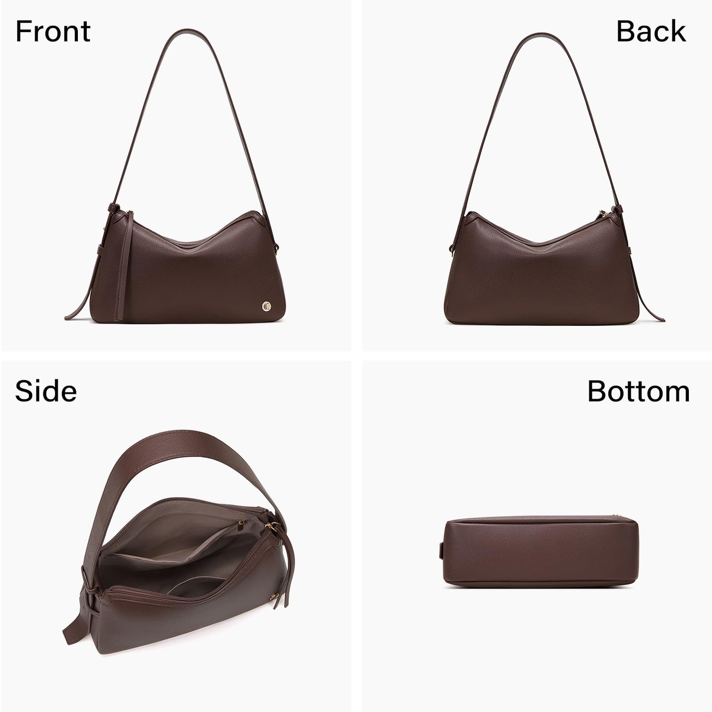 CLUCI Brown Shoulder Bag for Women, Cute Purses and Handbag, Soft Hobo Bag Clutch Purse with Adjustable Wide Shoulder Strap