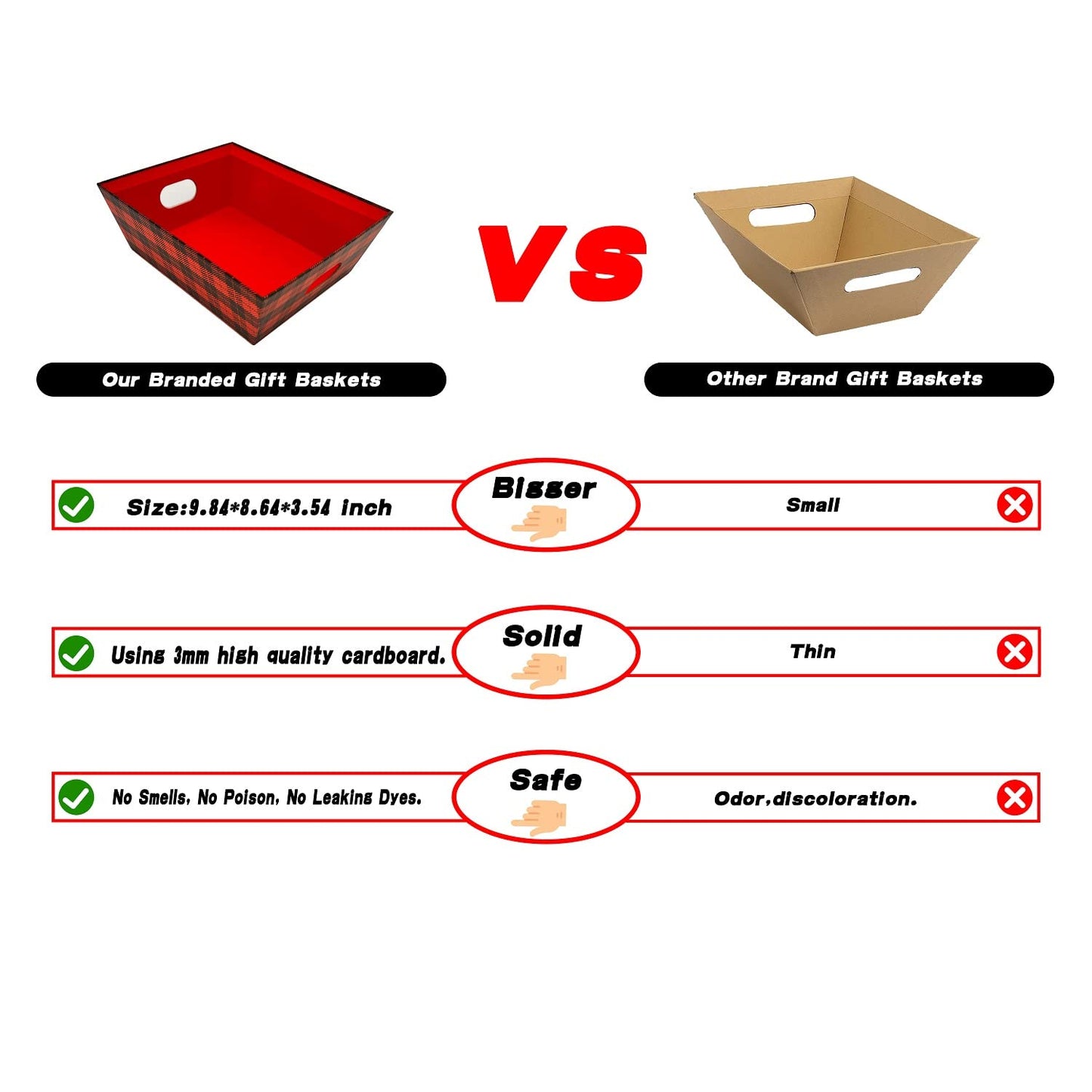 Basket For Gifts Empty, 5 PCS Sturdy Diy Bulk Gift Basket Kraft Market Tray Cardboard Basket With Handles, Gift Baskets Kit Supplies Wrap To Fill For Valentines Christmas Weddings Anniversaries