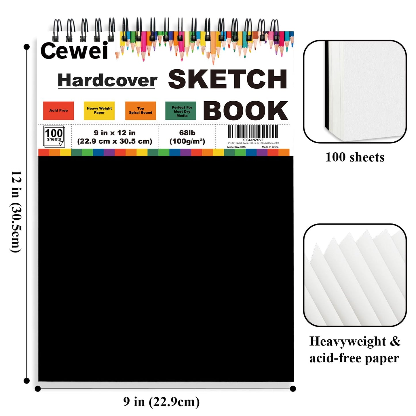 9" x 12" Sketch Book, Top Spiral Sketchbook, 100 Sheets Sketch Pad, (68 lb/100 GSM) Drawing Paper Pad, Drawing Pad for Kids, Artist Sketchbook for Drawing, Illustration & Art Supplies.