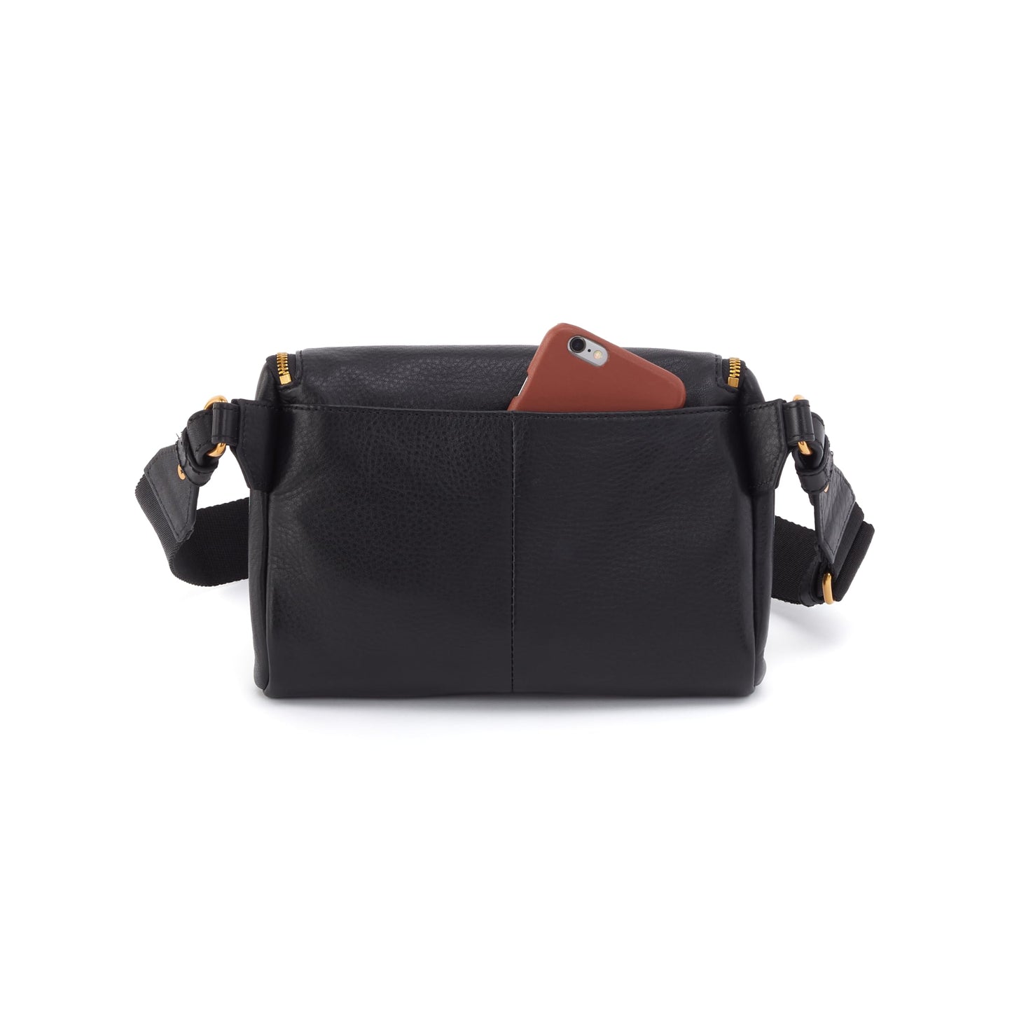 HOBO Fern Leather Belt Bag for Women - Adjustable Strap for Crossbody or Fanny Pack Style, Zipper Pocket, Holds Passport & Phone, Hands-Free Travel & Everyday Essentials - Black