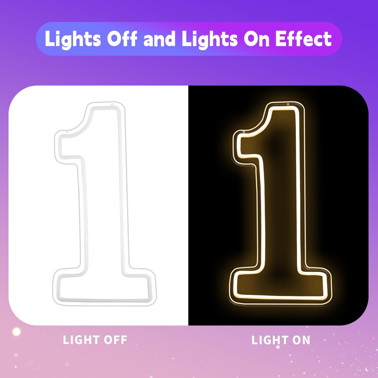 RUMONZS LED Acrylic Light up Number, Decorative Transparent Light up Letters USB Powered Big Number Sign Light for Birthday, Night Light, Party, Anniversary, Christmas, Home Decor, Wedding 12'' (number1)