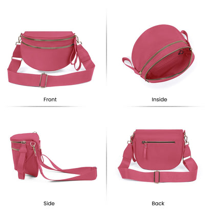 Nylon Crossbody Bags Bum Bag for Women Large Sling Bag Purse with Adjustable Strap（Black）