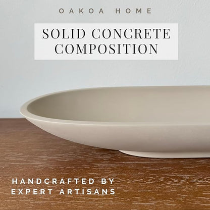OAKOA Concrete Large Decorative Bowl for Home Decor - Long Decorative Centerpiece Bowl for Table - Coffee Table Bowl for Entryway Table - Large Dough Bowl Decor