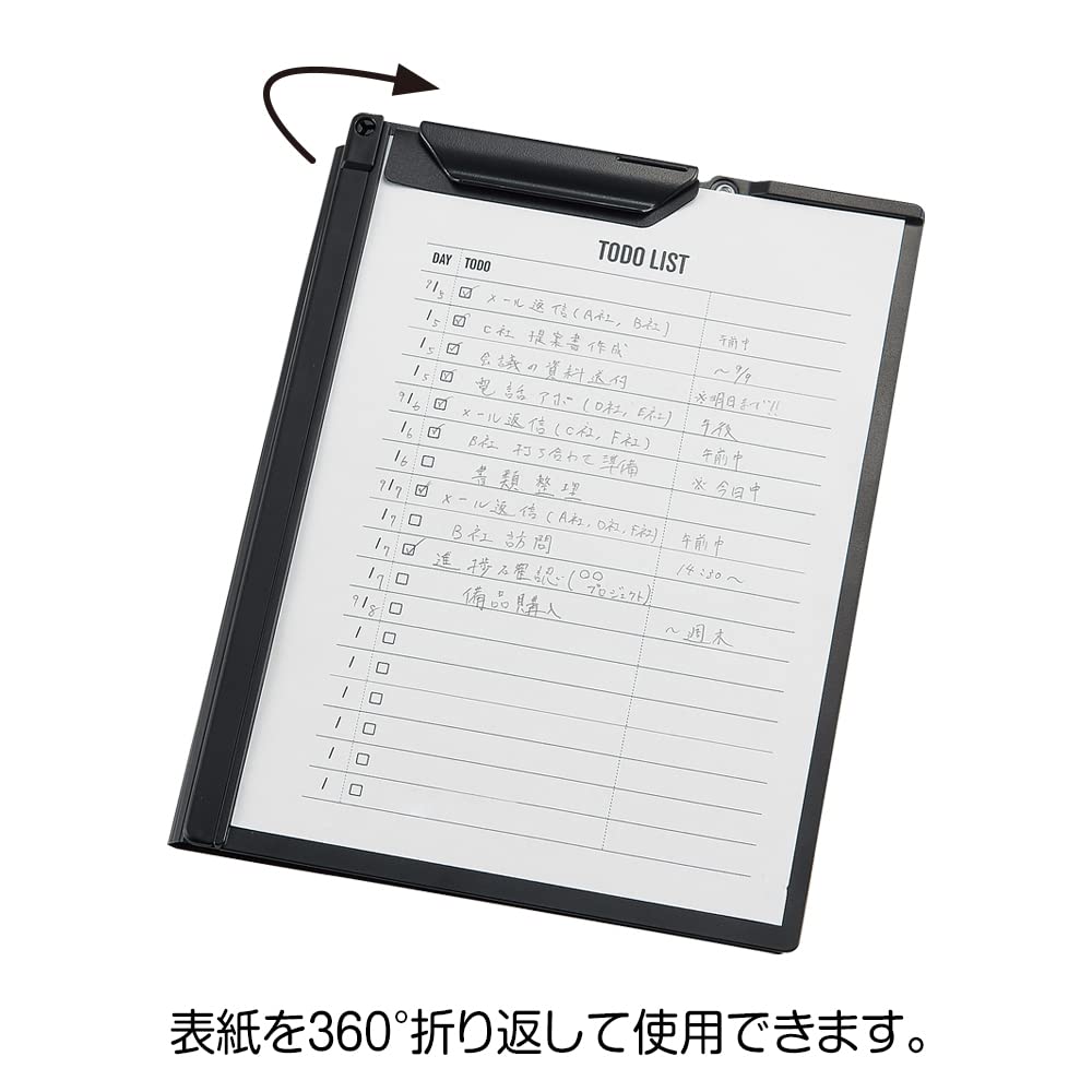 Lihit Lab F5902 Noir Clip File, A5, Black