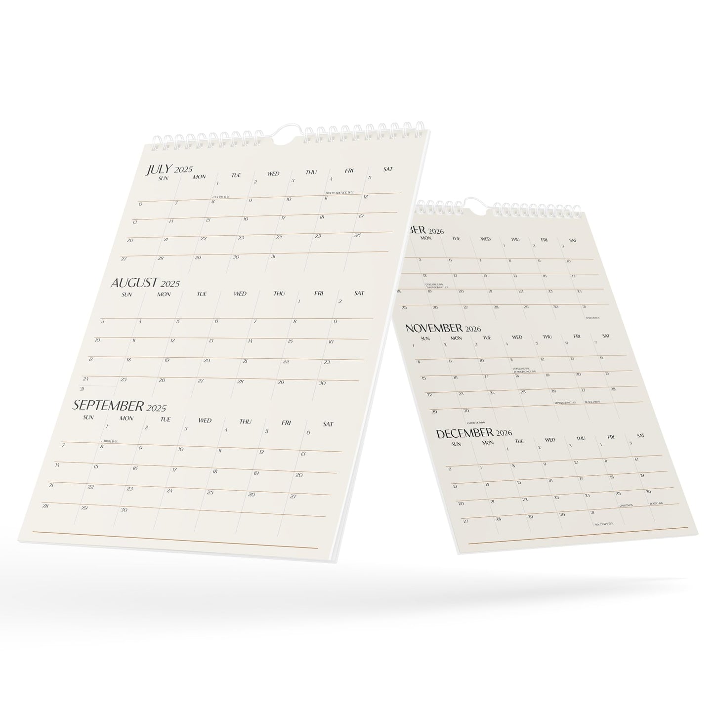 Karto 3 Month Wall Calendar 2025-2026 - Vertical 11x17 inch July 2025 to December 2026 - Boost Your Productivity and Easy Planning with the Aesthetic Monthly Calendar - Beige