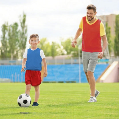 12 Pack Pinnies Team Practice Vests for Child Youth Teen Adult, Mesh Scrimmage Jersey for Soccer Football Basketball (6 X Red + 6 X Blue, Child/5-10 Years Old)