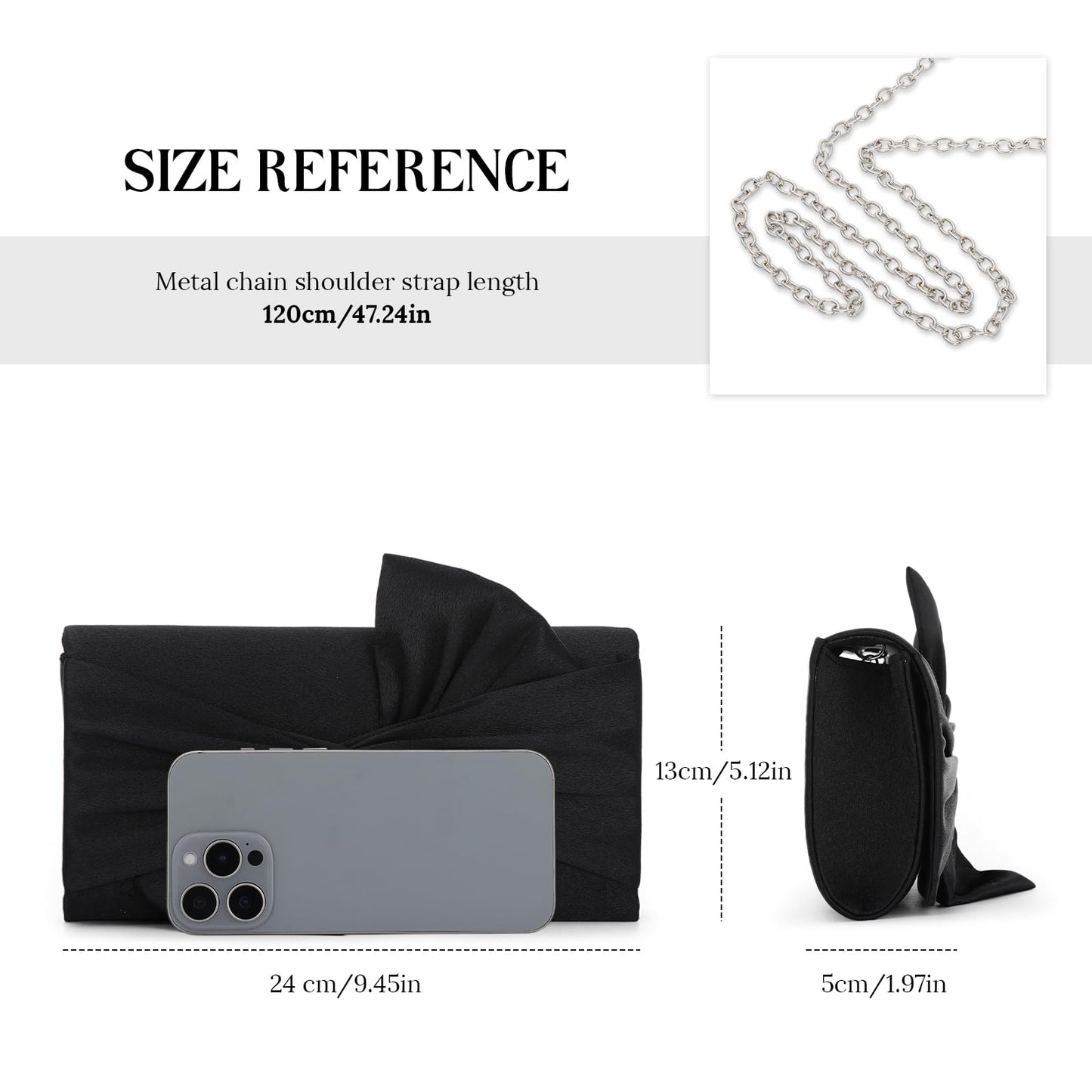 Fecialy Satin Clutch Purses for Women Bow Flap Evening Bag Formal Elegant Handbags for Bridal Wedding Party