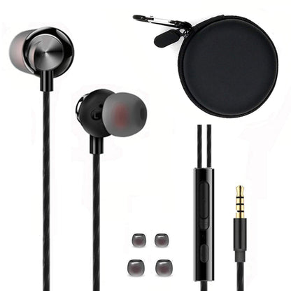 ApexOne Wired Metal in-Ear Earbuds Headphones with MIC &Volume Control and Pocket Case, Crystal Clear Sound Bass Stereo Noise Isolating Earphones (Earbuds, Black Case and 2 Small Tips Included)