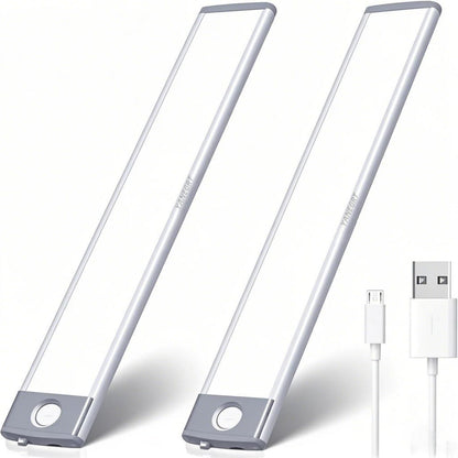 YANEGRT Under Cabinet Lights, 2 Pack Wireless Motion Sensor Closet Light with USB-C Rechargeable 2200mAh Battery, Magnetic Mount for Kitchen, Hallway & Stairs — Ultra-Bright Cool White LED Lighting