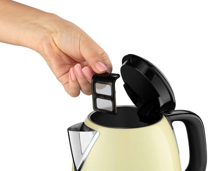 Russell Hobbs Colours+ 24994-70 Kettle [1.0 L] Stainless Steel Cream (2400 W, Quick Boil Function, Removable Limescale Filter, External Water Level Indicator, Small Travel Kettle)