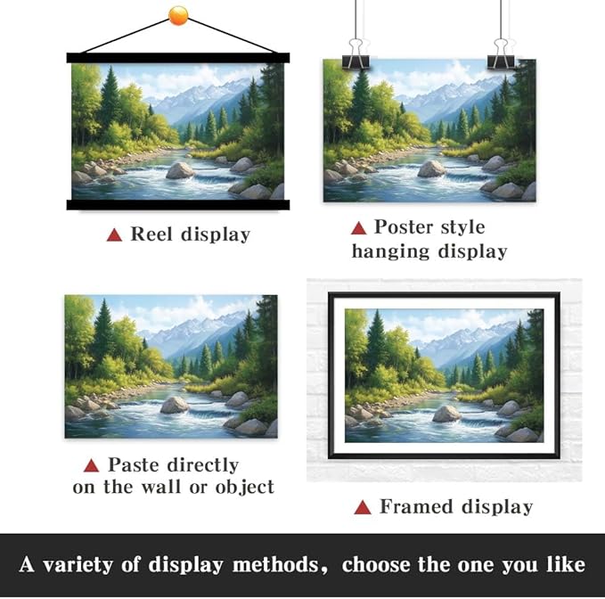 Yesad Serene Nature Wall Art, Landscape Canvas Wall Art Forest Pictures Prints Mountain Painting Scenery Poster Wall Décor for Farmhouse Living Room Bedroom (Unframed,30”x20”,Stream)