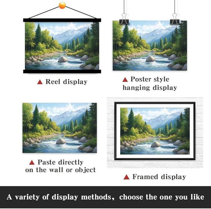 Yesad Serene Nature Wall Art, Landscape Canvas Wall Art Forest Pictures Prints Mountain Painting Scenery Poster Wall Décor for Farmhouse Living Room Bedroom (Unframed,30”x20”,Stream)