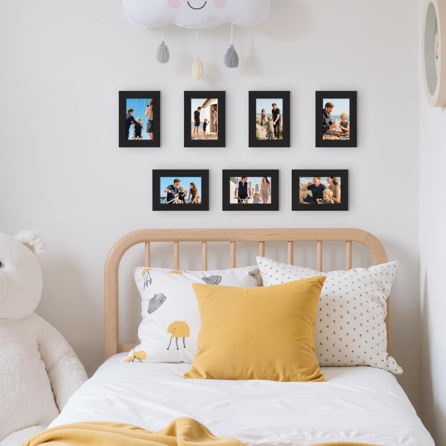 PETAFLOP Picture Frames 4 by 6 7 Pack, Black 4x6 Photo Frames Set for Wall Tabletop Horizontally or Vertically Display