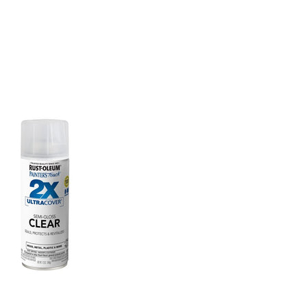 Rust-Oleum 249859-2PK Painter's Touch 2X Ultra Cover Spray Paint, 12 oz, Semi-Gloss Clear, 2 Pack