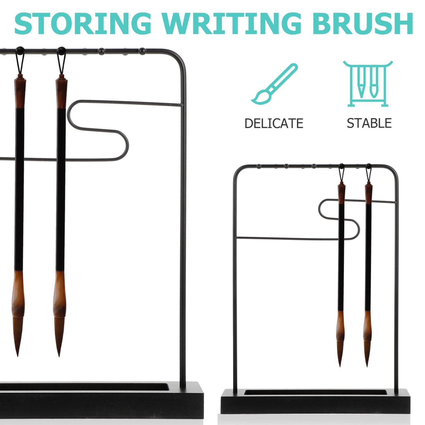 COHEALI Japanese Calligraphy Brush Hanger Rest Sumi Brush Holder Metal Brush Chinese Pen Hanging Shelf Stand Rack Drawing Paint Brush Drying Rack for Writing Desktop Organizer Shelf