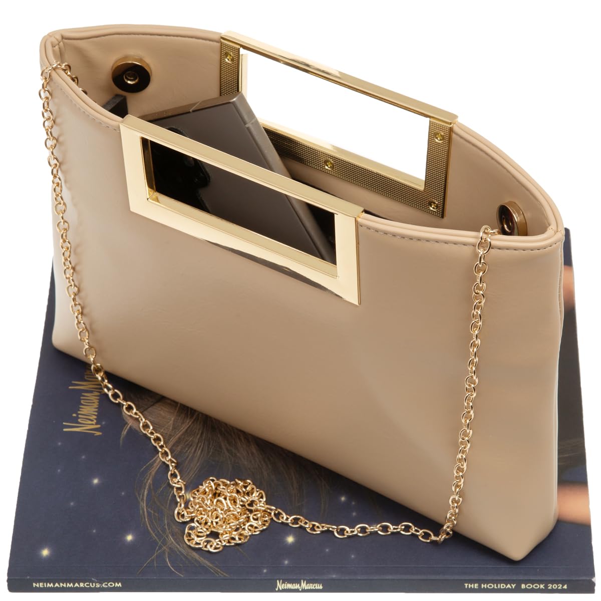Top Handle Clutch Purses for Women Evening/Formal, Fashion PU Leather Purse for Prom, Cocktail, and Wedding,Taupe