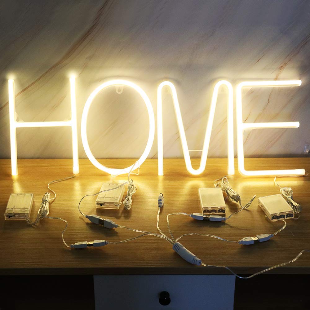 ENUOLI Neon Letter Sign Night Lights LED Warm White Alphabet Neon Art Lights Battery/USB Operated Neon Wall Decor Light up Words for Wedding Birthday Party Christmas Home Bar Decoration (K)