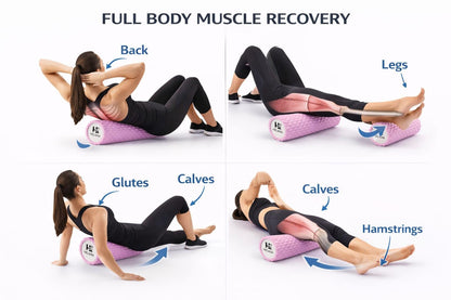 HELKHA Pink Foam Roller-Medium Soft Density Muscle for Muscle Recovery, Yoga, Pilates & Physical Therapy