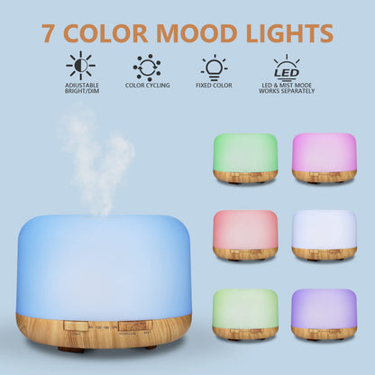 SACATR Essential Oil Diffusers for Home with 36 Oil Diffuser Sets, 500ml Aroma Diffuser for Essential Oils Large Room, Ultrasonic Cool Mist Diffuser Auto Shut-Off 4 Timers 15 Colors (36x5mL)