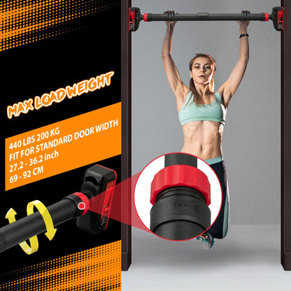 Pull Up Bar for Doorway, Strength Training Pull-up Bars, Chin Up Bar, No Screws, With Level Meter and Adjustable Width for Home Gym Upper Body Workout, No Installation Required, Max Load 440 LBS