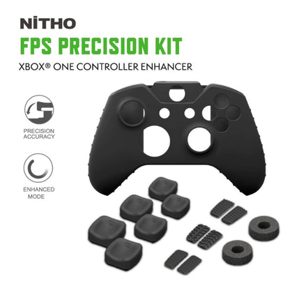NiTHO FPS Controller Precision Kit for Xbox One, 1x Silicone Protective Cover Case, Set of 2 Mini-Stick Precision Rings, 3 Sizes Concave Thumb Grips Sets, 3 Textures Rubber Triggers Sets - Black