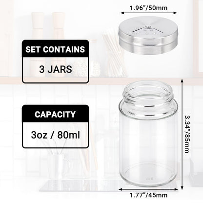 Segarty Spice Jars, 6 Pack 3 oz Spice Bottles with Shaker Lids, Glass Empty Storage Containers with Adjustable Stainless Steel Flow Top for Your Regularly Used Spices