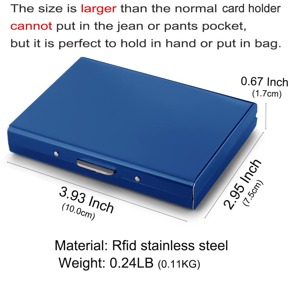 EASTNIGHTS RFID Credit Card Holder Protector Metal Credit Card Wallet Business Card Holder for Men Women Gift Box Package (Blue)