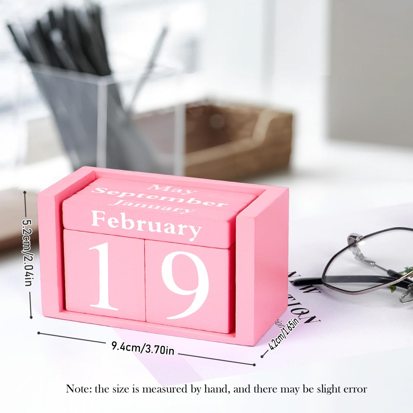 Notakia Pink Decor Wooden Desk Blocks Calendar Perpetual Block Cute Office Pink Desk Accessories Preppy Room Decor for Women