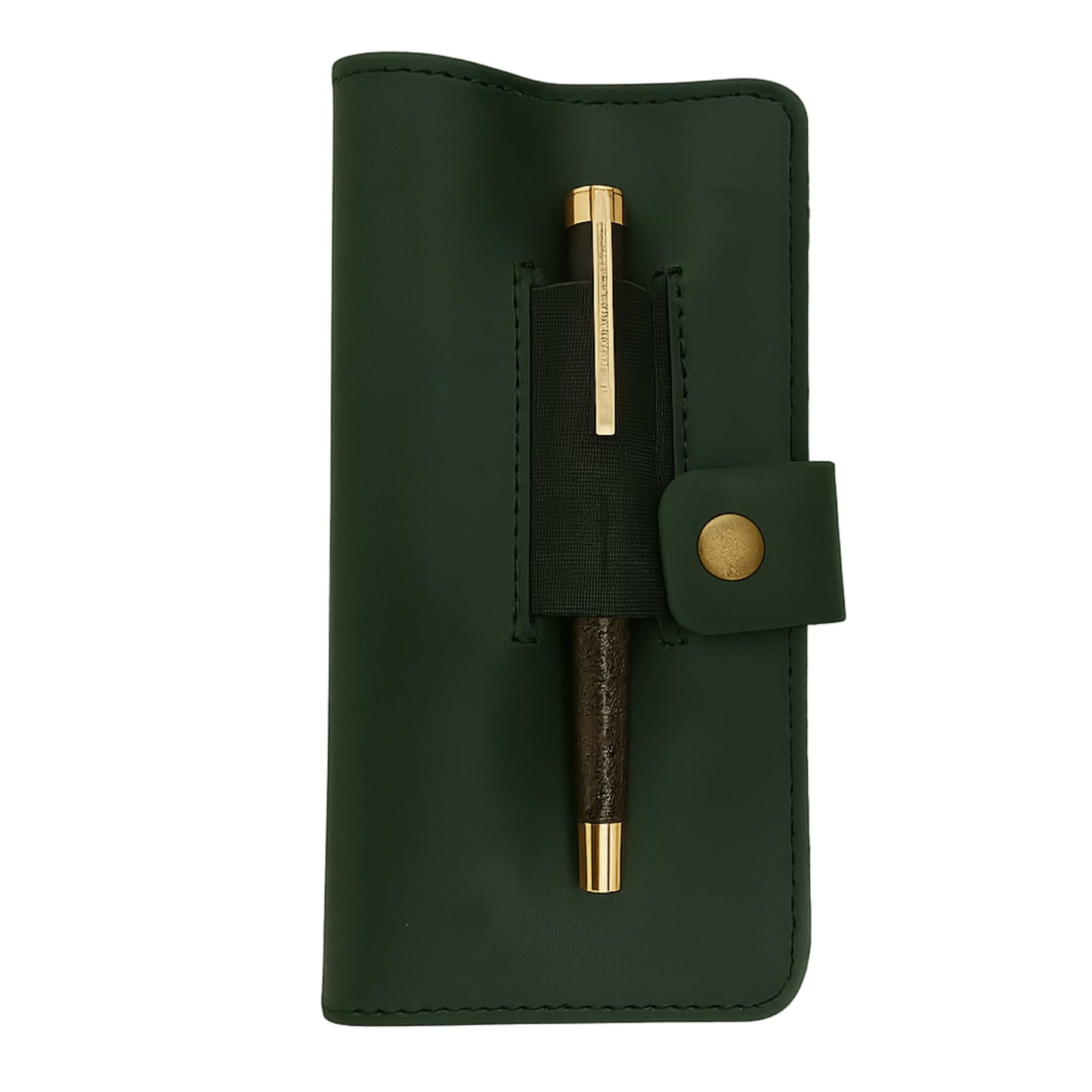 CestAntiQ, Distressed Leather Checkbook Cover with Pen Holder Full Grain Green Leather Check Book Cover for Personal or Duplicate Checks Executive Checkbook Wallet for Men Women Slim Gift Organizer
