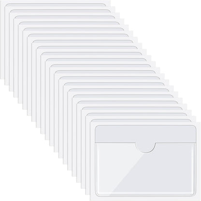 Chinco 50 Pack Clear Adhesive Pockets, Labels for Storage Bins, Plastic Self Adhesive Index Card Holder with Top Open for Organizing Bins Box Drawer(2.5 x 4.06 Inches)