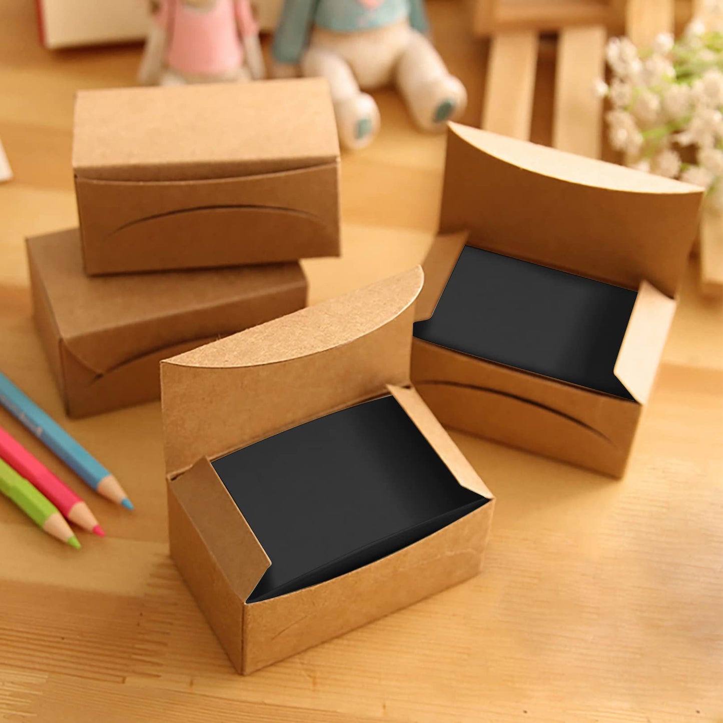 VANRA 300 Small Blank Cards 3.5x2 inches Color Cardstock Study Flash Cards Index Cards, Unruled with Rounded Corners (Black, 300/Pack)
