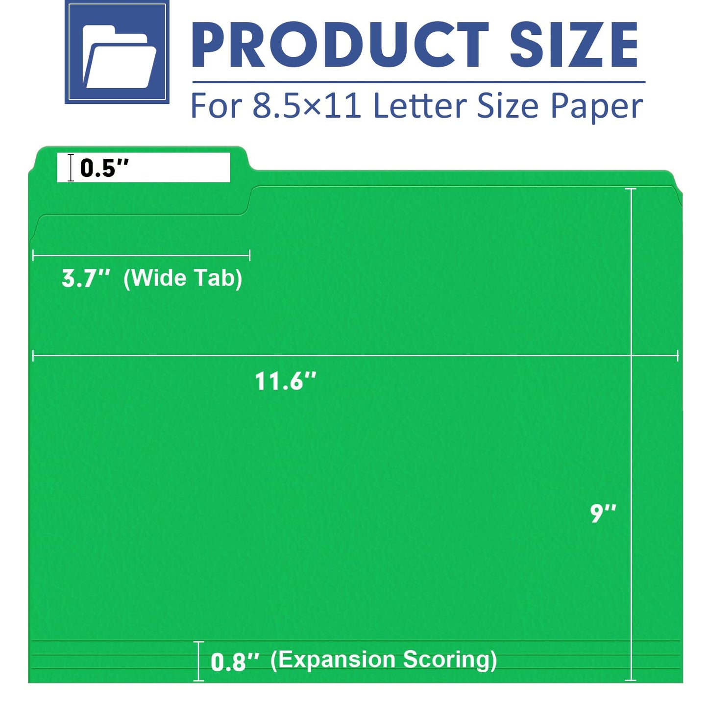 File Folder, PANDRI 120 Pack File Folder, 1/3 Cut Tab, Letter Size, Filing Folder for Office School Business, Green