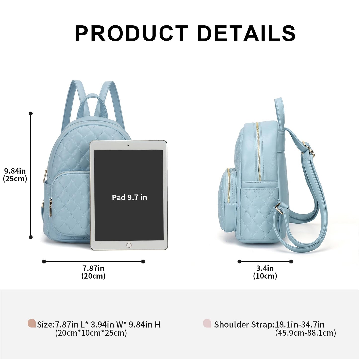 KL928 Quilted Mini Backpack for Women, PU Leather Backpack Purse Designer Satchel Bag, Small Casual Daypack for Ladies