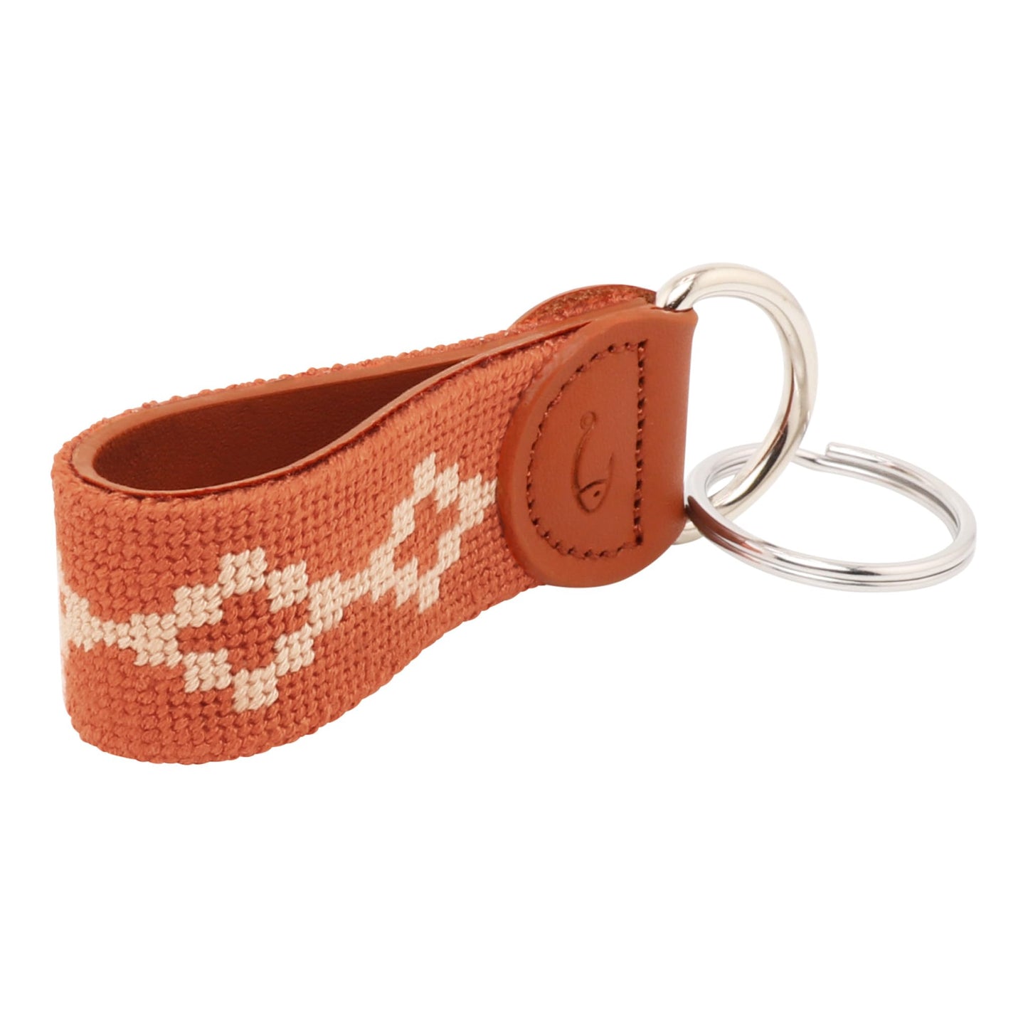 Huck Venture Leather Hand-Stitched Needlepoint Key Fob or Key Chain (Argentine)