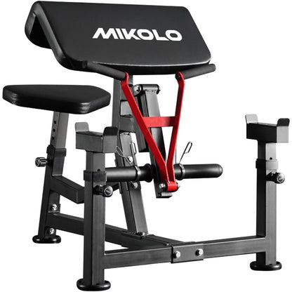 Mikolo Preacher Curl Bench, Plate Loaded Bicep Curl Machine, Bicep and Tricep Workout Equipment，2 in 1 Arm Training Machine for Home Gym