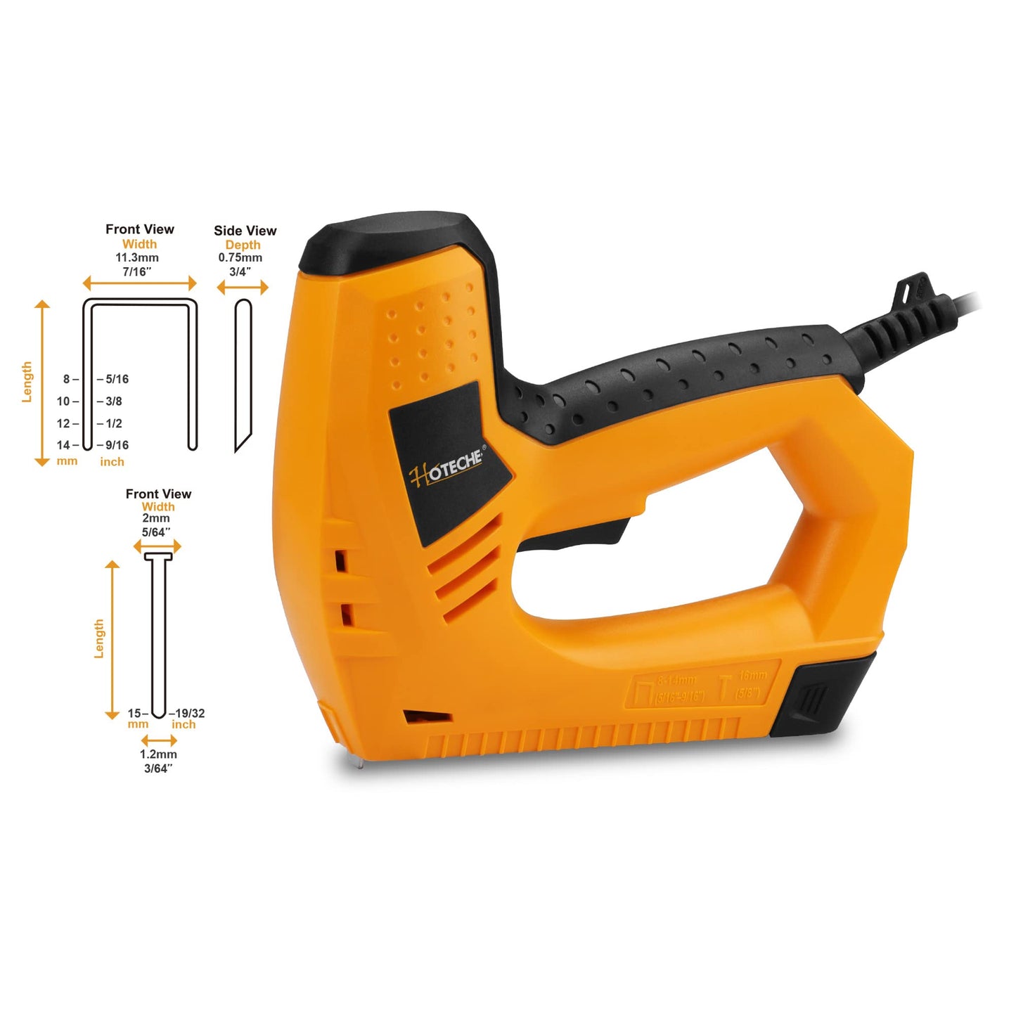 Hoteche Electric Brad Nailer/Stapler - 2-in-1 Power Staple Gun & Nail Gun for Woodworking & Upholstery - Includes 100Pcs 19/32-Inch Brad Nails & 400Pcs 3/8-Inch Staples