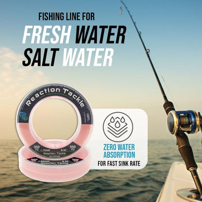 Reaction Tackle 100% Pure Fluorocarbon Fishing Line - High Strength, Abrasion-Resistant | Saltwater & Freshwater Leader