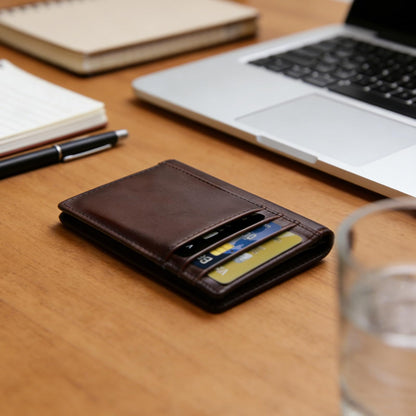 baotuiok Small Card Case Slim Mens Bifold Wallet，Thin Travel Minimalist Leather Wallet for Men， Credit Card Holder for Men(brown)