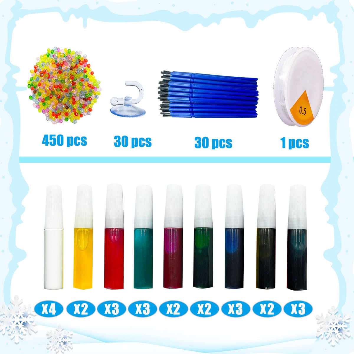 AUEKIV Suncatchers Kit 30sets Snowflake Sun Catcher DIY Window Paint Art Craft Kits Christmas Snowman Snowflake Suncatchers Ornaments for Xmas Decoration Winter Home Outdoor Party Activity