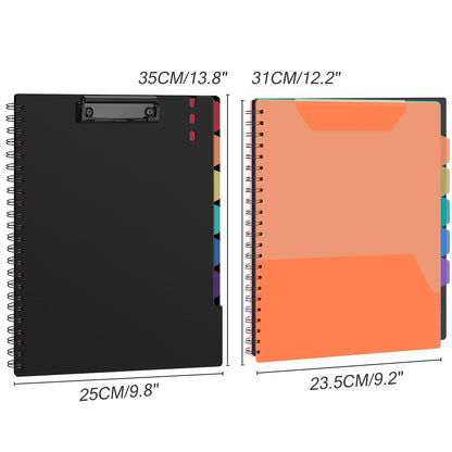 Uquelic Clipboard with Folder Organizer, 12 Pockets Project Organizer - Refillable Lined Notepad (11" x 8.5"), Hardcover Project Organizer with Stay-Put Tabs (Macaron 1 Pack)