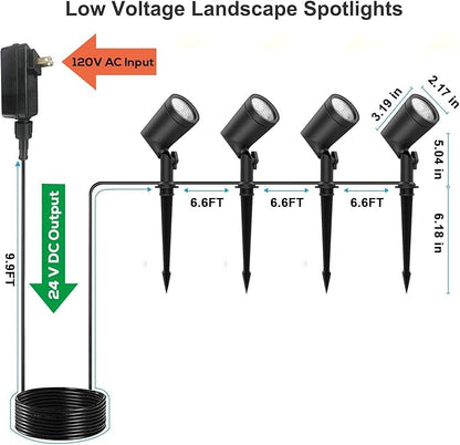 ZYAN Outdoor Waterproof IP65 Landscape Spotlights, Powered Supply Yard Garden Spot Lights for Outside Plant Tree, Landscape Lighting for Path, Patio, Walkway-4 Pack