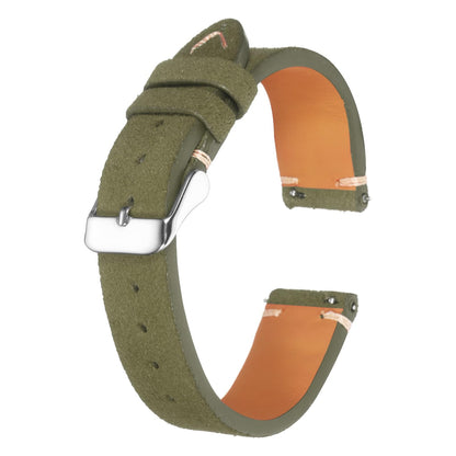 HARFINGTON Leather Watch Band 19mm Width Watch Strap Top-Grain Suede Cowhide Wrist Bands Replacement with Stainless Steel Buckle for Men Women, Dark Green