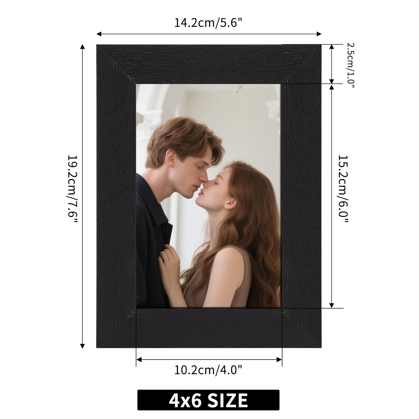 PETAFLOP Picture Frames 4 by 6 7 Pack, Black 4x6 Photo Frames Set for Wall Tabletop Horizontally or Vertically Display