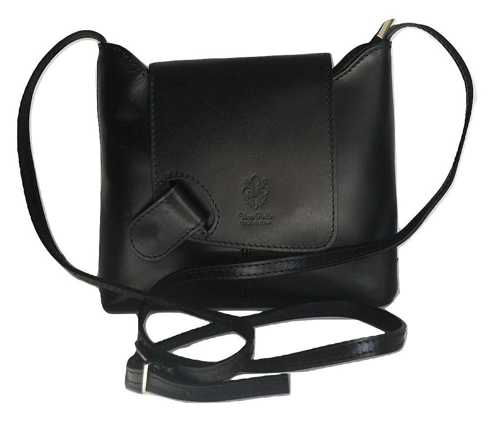LaGaksta Isabella Crossbody Bag Purse Italian Leather, Black