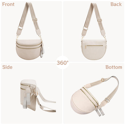 oscaurt Leather Crossbody Bag Bum Bag for Women Large Sling Bag Cross Body Purse Shoulder Handbag Fanny Pack