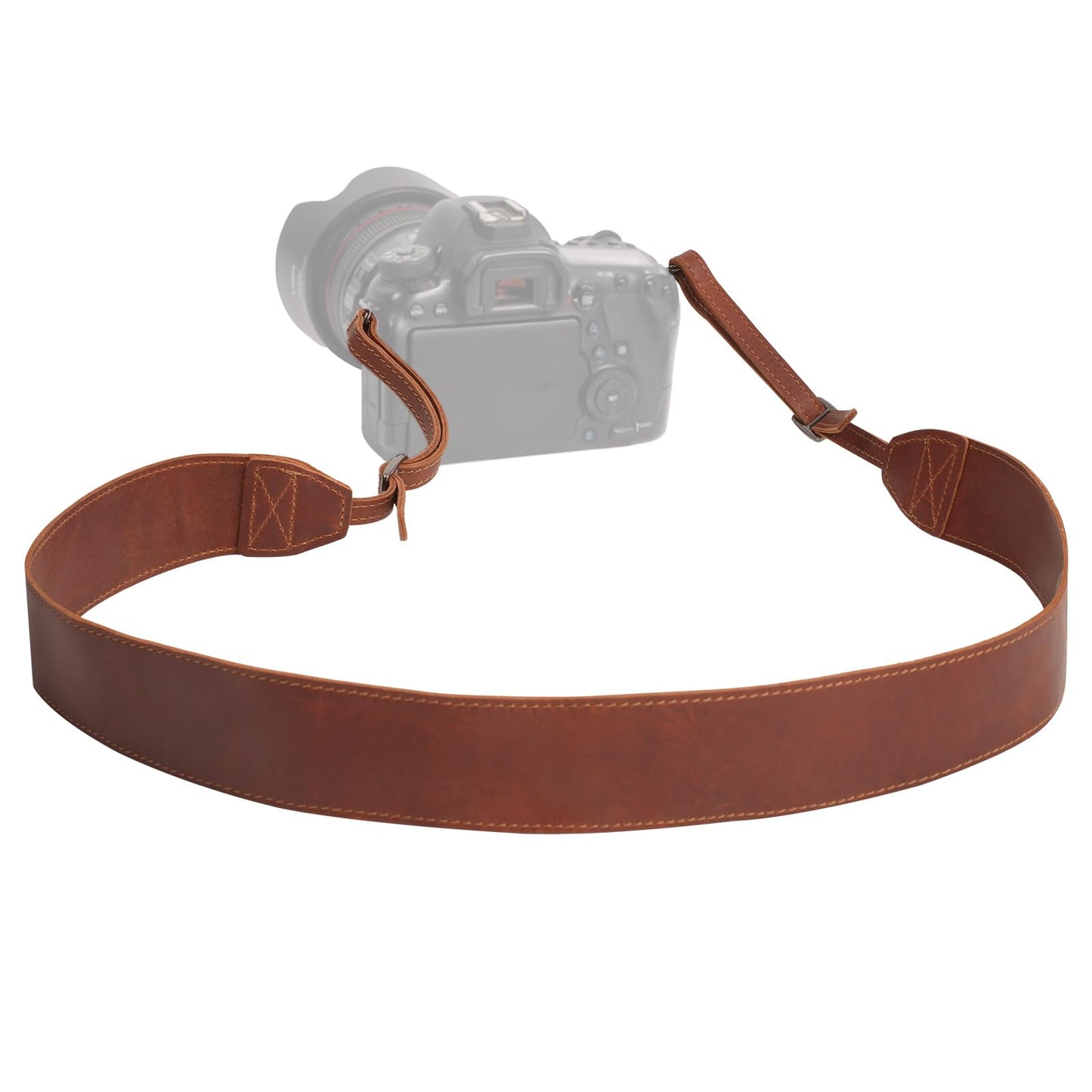 MCKDERWRILL Leather Camera Strap, Universal Camera Shoulder Strap, A Neck Strap with Split Ring Compatible with DSLR,SLR, Photographers Women Men（Brown）